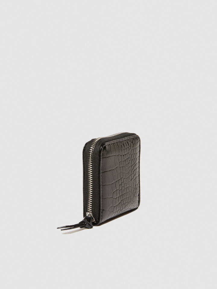 Medium crocodile print wallet - null - Black | Sisley image number 4